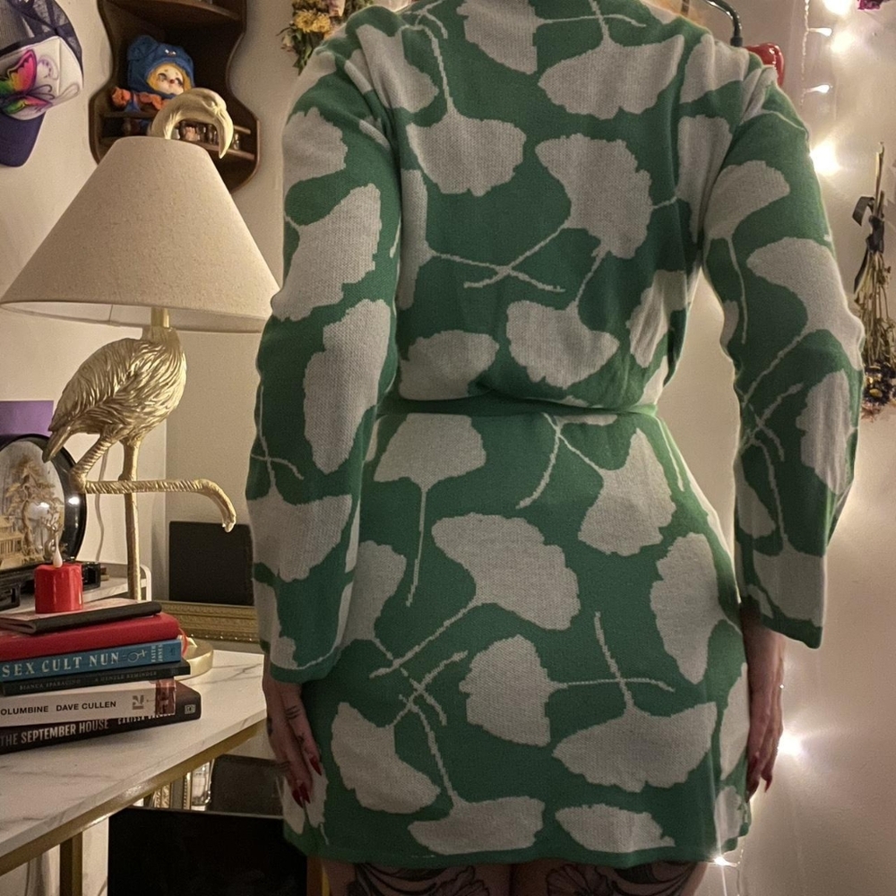 Diane Von Furstenburg X Target Knit Ginkgo Leaf Wrap Tunic Top - Picture 2 of 6